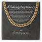 To My Boyfriend Cuban Link Chain, Romantic Gift for Boyfriend, Sentimental Anniversary Gift for Boyfriend, Boyfriend Birthday, Gift for Him. 321e