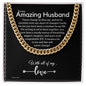 To My Husband Cuban Link Chain, Romantic Gift for Husband, Sentimental Anniversary Gift for Husband, Husband Birthday, Gift for Him 340b