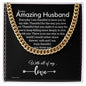 To My Husband Cuban Link Chain, Romantic Gift for Husband, Sentimental Anniversary Gift for Husband, Husband Birthday, Gift for Him 340d