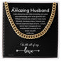 To My Husband Cuban Link Chain, Romantic Gift for Husband, Sentimental Anniversary Gift for Husband, Husband Birthday, Gift for Him 340a