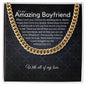 To My Boyfriend Cuban Link Chain, Romantic Gift for Boyfriend, Sentimental Anniversary Gift for Boyfriend, Boyfriend Birthday, Gift for Him. 322a