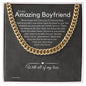 To My Boyfriend Cuban Link Chain, Romantic Gift for Boyfriend, Sentimental Anniversary Gift for Boyfriend, Boyfriend Birthday, Gift for Him. 321b