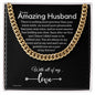To My Husband Cuban Link Chain, Romantic Gift for Husband, Sentimental Anniversary Gift for Husband, Husband Birthday, Gift for Him 340c