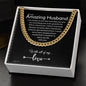 To My Husband Cuban Link Chain, Romantic Gift for Husband, Sentimental Anniversary Gift for Husband, Husband Birthday, Gift for Him 340a