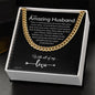 To My Husband Cuban Link Chain, Romantic Gift for Husband, Sentimental Anniversary Gift for Husband, Husband Birthday, Gift for Him 340c