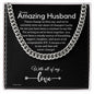 To My Husband Cuban Link Chain, Romantic Gift for Husband, Sentimental Anniversary Gift for Husband, Husband Birthday, Gift for Him 340b