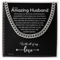 To My Husband Cuban Link Chain, Romantic Gift for Husband, Sentimental Anniversary Gift for Husband, Husband Birthday, Gift for Him 340e