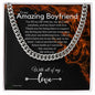 To My Boyfriend Cuban Link Chain, Romantic Gift for Boyfriend, Sentimental Anniversary Gift for Boyfriend, Boyfriend Birthday, Gift for Him 240c