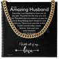 To My Husband Cuban Link Chain, Romantic Gift for Husband, Sentimental Anniversary Gift for Husband, Husband Birthday, Gift for Him 340d