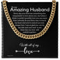 To My Husband Cuban Link Chain, Romantic Gift for Husband, Sentimental Anniversary Gift for Husband, Husband Birthday, Gift for Him 340e