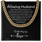 To My Husband Cuban Link Chain, Romantic Gift for Husband, Sentimental Anniversary Gift for Husband, Husband Birthday, Gift for Him 340b