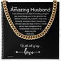 To My Husband Cuban Link Chain, Romantic Gift for Husband, Sentimental Anniversary Gift for Husband, Husband Birthday, Gift for Him 340a