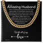 To My Husband Cuban Link Chain, Romantic Gift for Husband, Sentimental Anniversary Gift for Husband, Husband Birthday, Gift for Him 340c