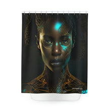 Load image into Gallery viewer, Bahamas Flag Inspired Black Female Figure Shower Curtain - 380c