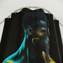 Load image into Gallery viewer, Bahamas Flag Inspired Black Male Shower Curtain - 379d