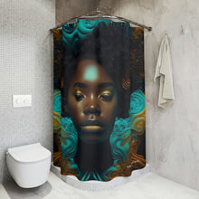 Load image into Gallery viewer, Bahamas Flag Inspired Black Female Shower Curtain - 381c