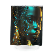 Load image into Gallery viewer, Bahamas Flag Inspired Black Female Figure Shower Curtain - 380a