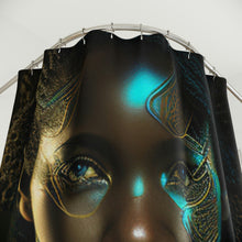 Load image into Gallery viewer, Bahamas Flag Inspired Black Female Figure Shower Curtain - 380c