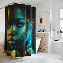 Load image into Gallery viewer, Bahamas Flag Inspired Black Female Figure Shower Curtain - 380b