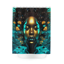 Load image into Gallery viewer, Bahamas Flag Inspired Black Female Figure Shower Curtain - 381b