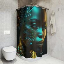 Load image into Gallery viewer, Bahamas Flag Inspired Black Female Figure Shower Curtain - 380a