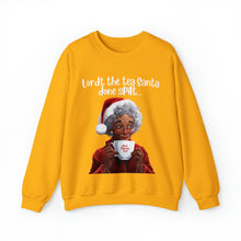 Load image into Gallery viewer, Santa Spills The Tea Sweatshirt, Humourous Gift for Her, Christmas Gift for Her, Black Mrs Claus, Funny Christmas Sweatshirt  - 496b
