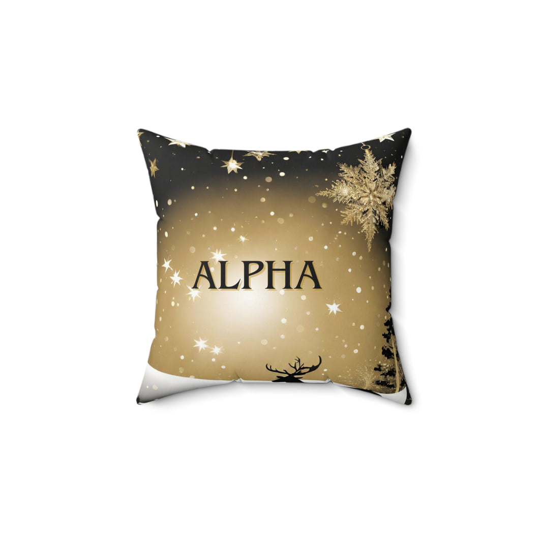 Alpha Pillow, Black and Gold Pillow - 550a
