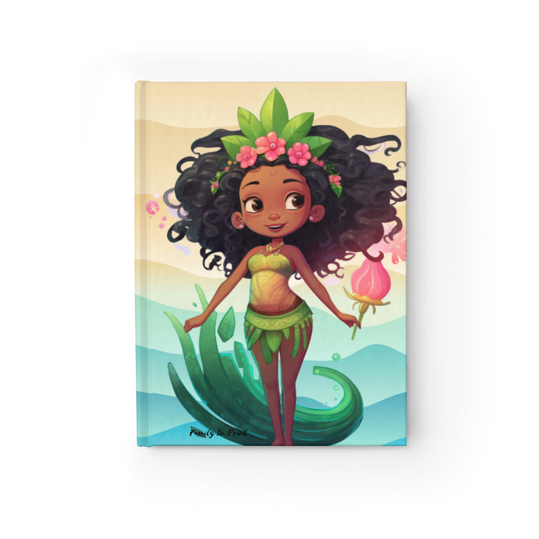 Black Mermaid Journal, Black Princess Notebook, Afro Mermaid,  Unique Black Art, Gift for Women and Girls  - 458c