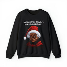 Load image into Gallery viewer, Santa Getting Side Eye Sweatshirt, Humourous Gift for Her, Christmas Gift for Her, Black Mrs Claus, Funny Christmas Sweatshirt  - 497a
