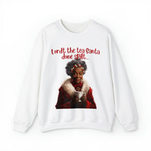 Load image into Gallery viewer, Santa Spills The Tea Sweatshirt, Humourous Gift for Her, Christmas Gift for Her, Black Mrs Claus, Funny Christmas Sweatshirt  - 496g
