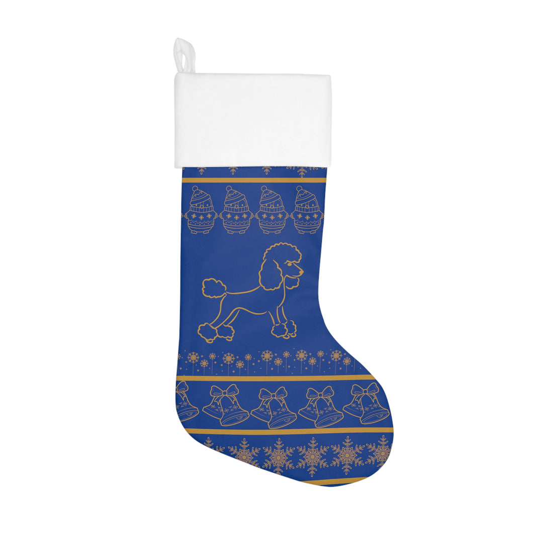 Poodle Christmas Stocking,  Blue and Gold Stocking - 553a