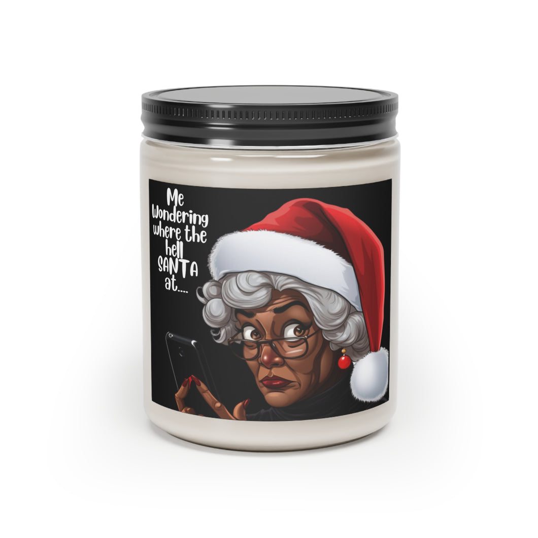 Black Mrs Claus Giving Santa Side Eye, Cinnamon Christmas Candle - 500b