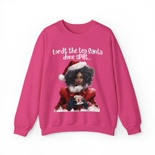 Load image into Gallery viewer, Santa Spills The Tea Sweatshirt, Humourous Gift for Her, Christmas Gift for Her, Black Mrs Claus, Funny Christmas Sweatshirt  - 496f
