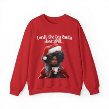 Load image into Gallery viewer, Santa Spills The Tea Sweatshirt, Humourous Gift for Her, Christmas Gift for Her, Black Mrs Claus, Funny Christmas Sweatshirt  - 496h

