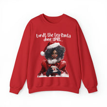 Load image into Gallery viewer, Santa Spills The Tea Sweatshirt, Humourous Gift for Her, Christmas Gift for Her, Black Mrs Claus, Funny Christmas Sweatshirt  - 496f
