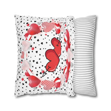 Load image into Gallery viewer, Red, White and Black Hearts Pillow Case, Valentine&#39;s Day Decor. Pillow not included. 513f
