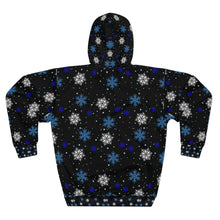 Load image into Gallery viewer, Finer Pullover Hoodie for Zeta, Blue and White on Black Hoodie . -  570b
