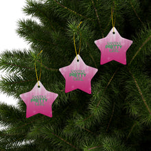 Load image into Gallery viewer, Santa&#39;s Pretty Girl Ceramic Ornaments, Pink and Green Ornaments. 542a
