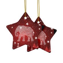 Load image into Gallery viewer, Elephant Ceramic Ornaments, Red and White Ornaments. 544a
