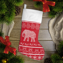 Load image into Gallery viewer, Elephant Christmas Stocking, Red and White Stocking - 552a
