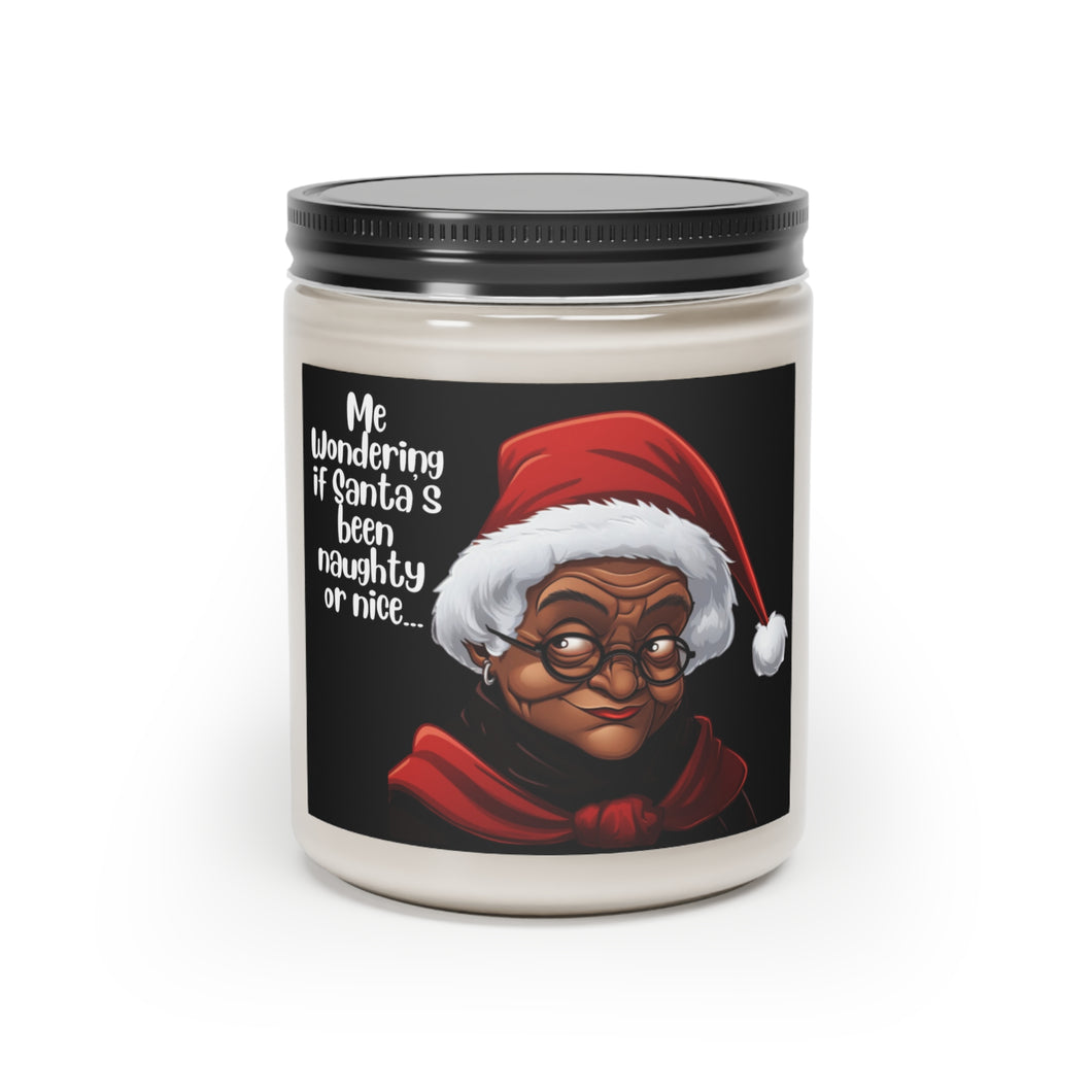 Black Mrs Claus Giving Santa Side Eye, Cinnamon Christmas Candle - 498b
