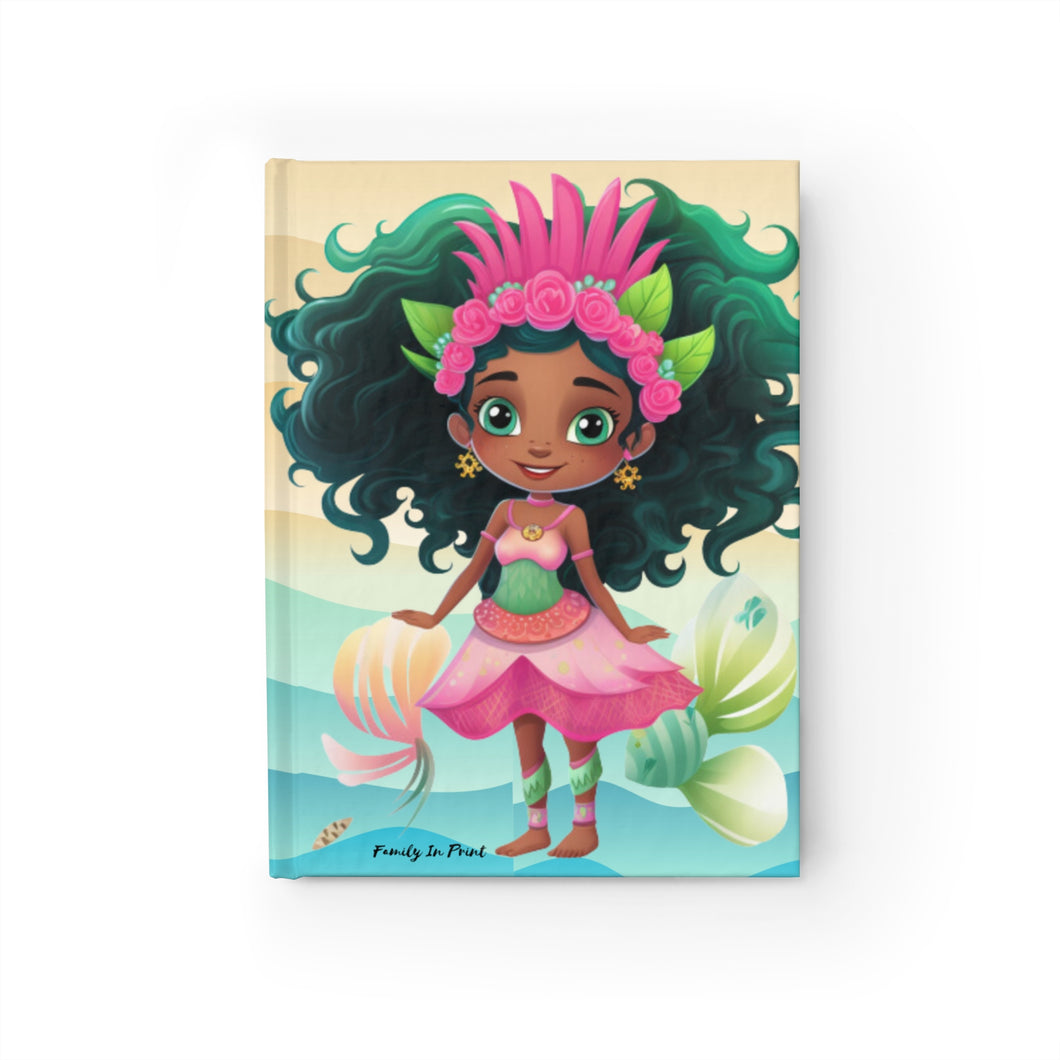 Black Mermaid Journal, Black Princess Notebook, Afro Mermaid,  Unique Black Art, Gift for Women and Girls  - 458b