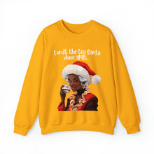 Load image into Gallery viewer, Santa Spills The Tea Sweatshirt, Humourous Gift for Her, Christmas Gift for Her, Black Mrs Claus, Funny Christmas Sweatshirt  - 496d
