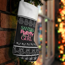 Load image into Gallery viewer, Santa&#39;s Pretty Girl Christmas Stocking,  Pink and Green Stocking, 551b
