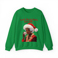 Load image into Gallery viewer, Santa Spills The Tea Sweatshirt, Humourous Gift for Her, Christmas Gift for Her, Black Mrs Claus, Funny Christmas Sweatshirt  - 496c
