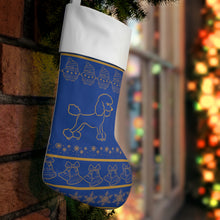 Load image into Gallery viewer, Poodle Christmas Stocking,  Blue and Gold Stocking - 553a

