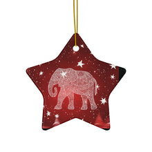 Load image into Gallery viewer, Elephant Ceramic Ornaments, Red and White Ornaments. 544a
