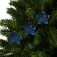 Load image into Gallery viewer, Pretty Poodle Ceramic Ornaments, Blue and Whitegold  Ornaments. 545a
