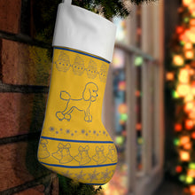 Load image into Gallery viewer, Poodle Christmas Stocking,  Blue and Gold Stocking - 553b
