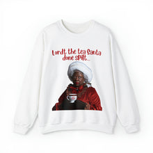 Load image into Gallery viewer, Santa Spills The Tea Sweatshirt, Humourous Gift for Her, Christmas Gift for Her, Black Mrs Claus, Funny Christmas Sweatshirt  - 496e
